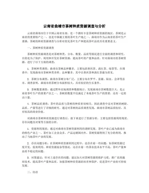 云南省曲靖市茶树种质资源调查与分析