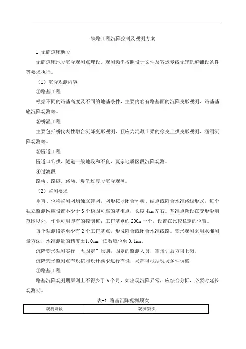 铁路工程沉降控制及观测方案