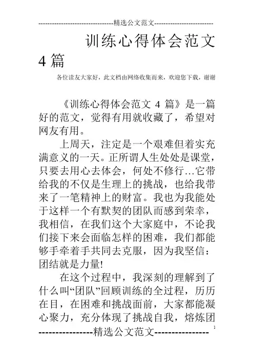 训练心得体会范文4篇