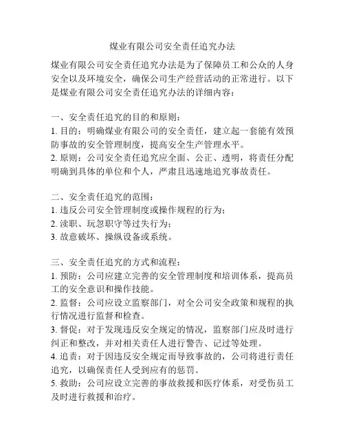 煤业有限公司安全责任追究办法