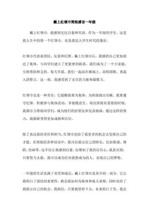戴上红领巾简短感言一年级