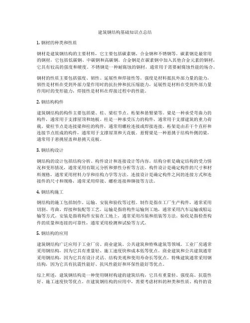 建筑钢结构基础知识点总结