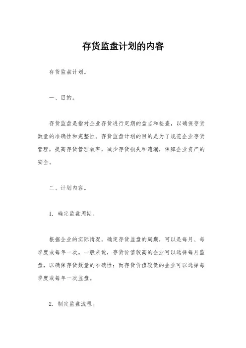存货监盘计划的内容