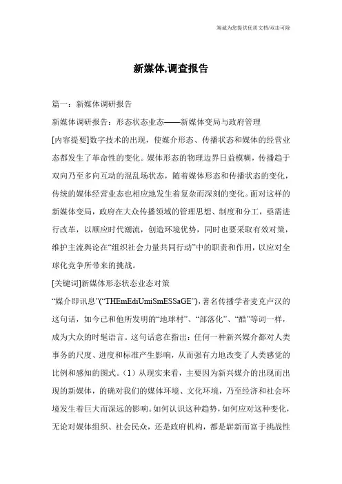 新媒体,调查报告