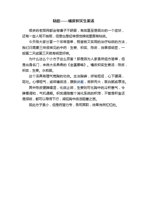 粘痰——橘皮枳实生姜汤