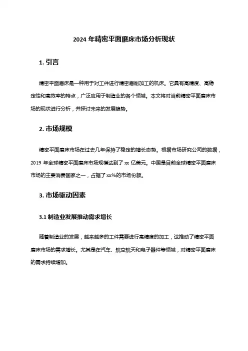 2024年精密平面磨床市场分析现状
