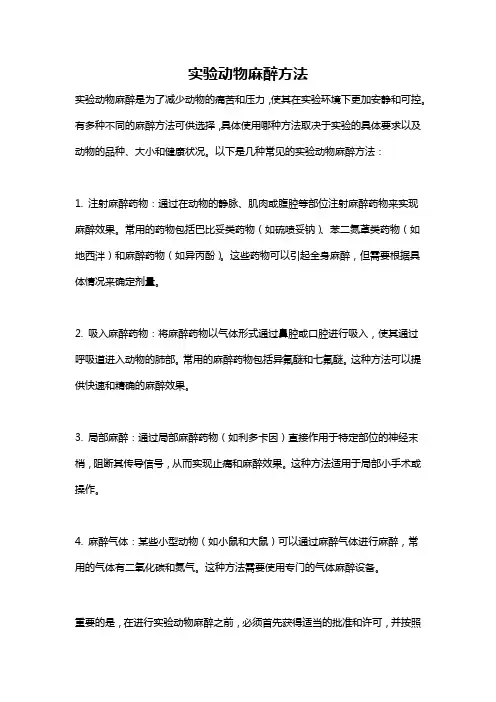 实验动物麻醉方法