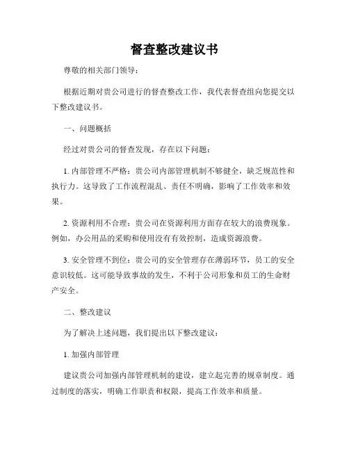 督查整改建议书