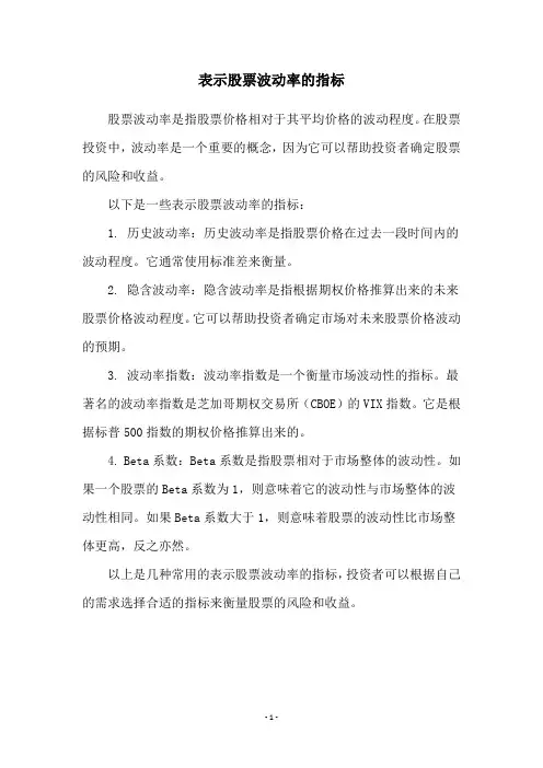表示股票波动率的指标