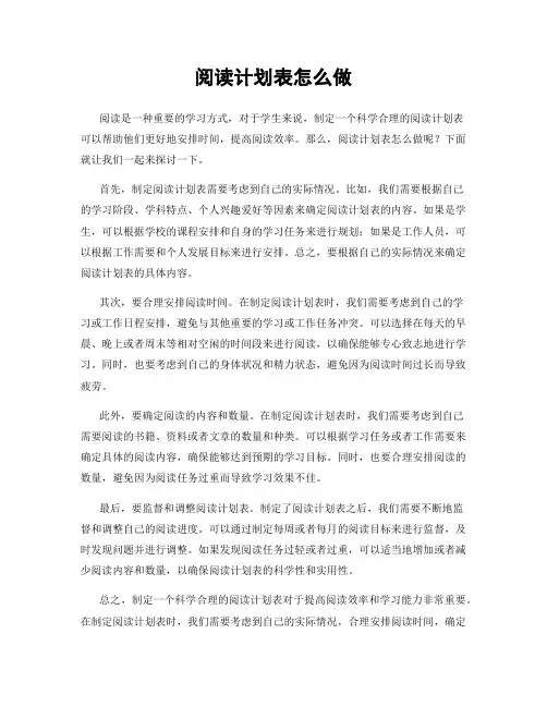 阅读计划表怎么做
