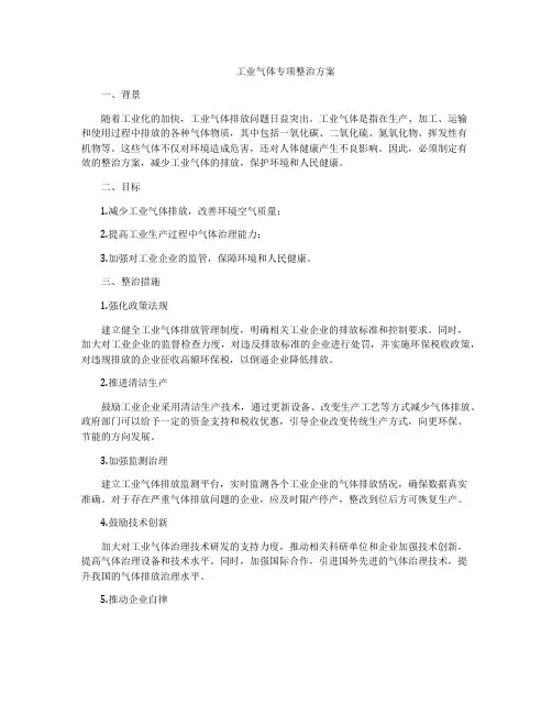 工业气体专项整治方案