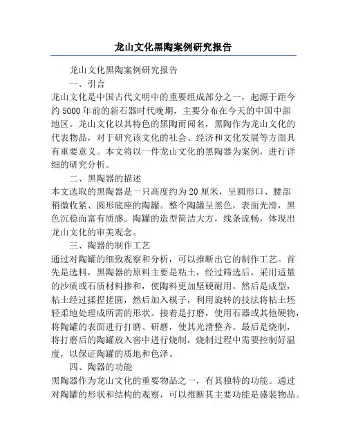 龙山文化黑陶案例研究报告