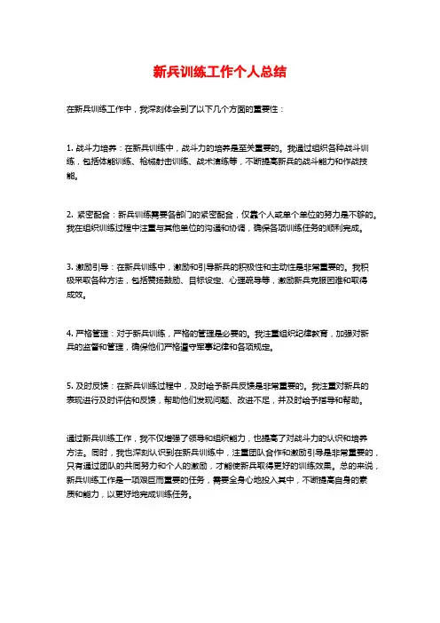 新兵训练工作个人总结