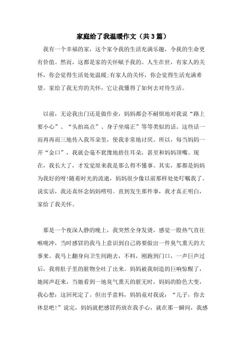 家庭给了我温暖作文(共3篇)