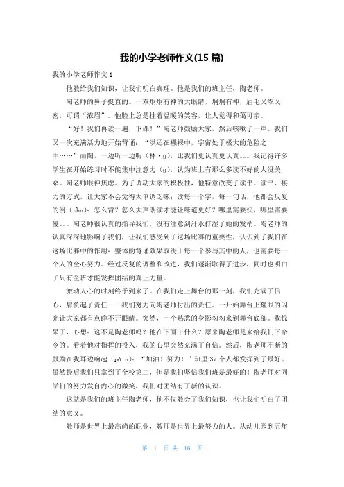 我的小学老师作文(15篇)