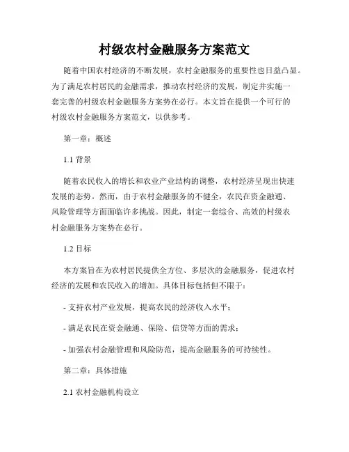 村级农村金融服务方案范文