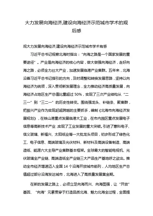大力发展向海经济,建设向海经济示范城市学术的观后感