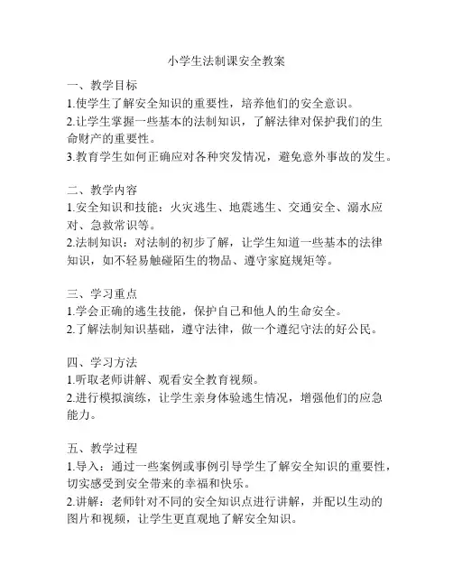 小学生法制课安全教案
