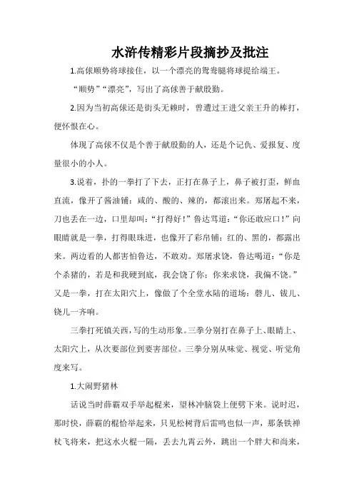 水浒传精彩片段摘抄及批注