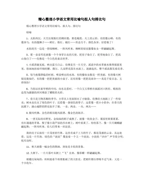 精心整理小学语文常用比喻句拟人句排比句