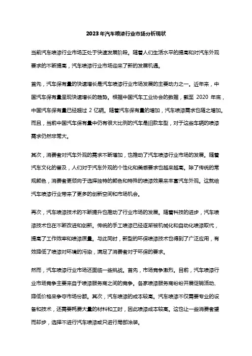 2023年汽车喷漆行业市场分析现状