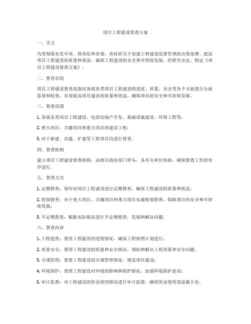 项目工程建设督查方案