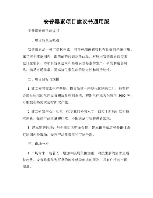 安普霉素项目建议书通用版