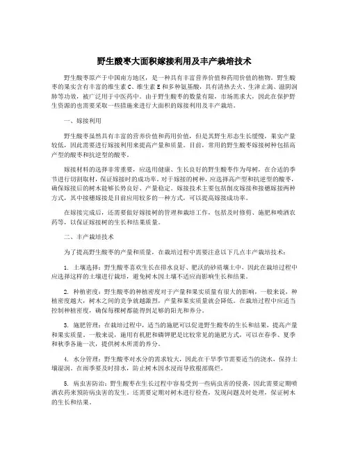 野生酸枣大面积嫁接利用及丰产栽培技术