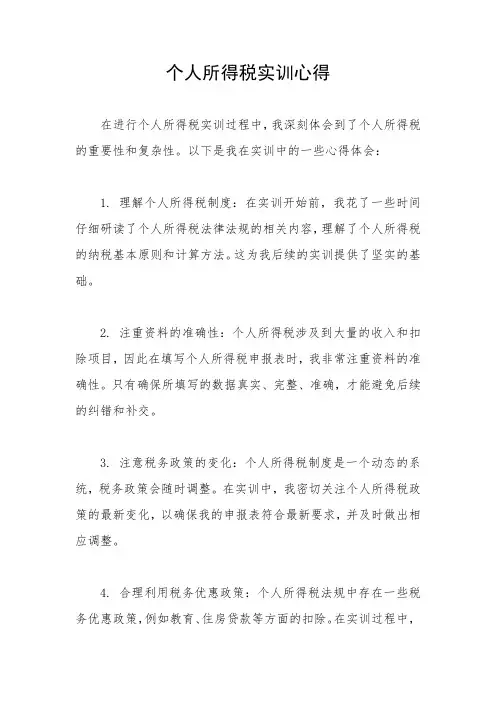 个人所得税实训心得内容