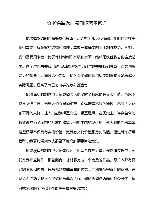 桥梁模型设计与制作成果简介