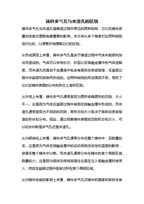 铸件多气孔与夹渣孔的区别