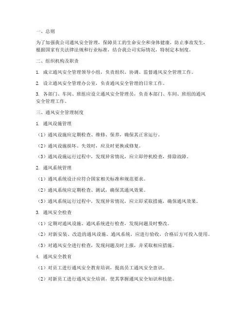 通风安全标准化管理制度