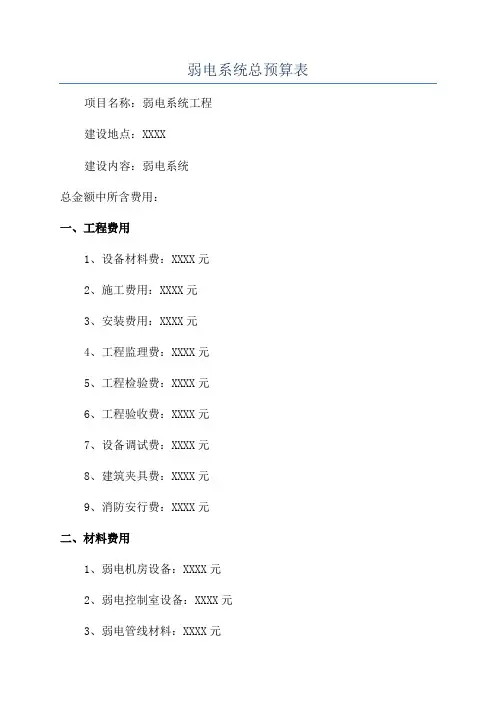 弱电系统总预算表