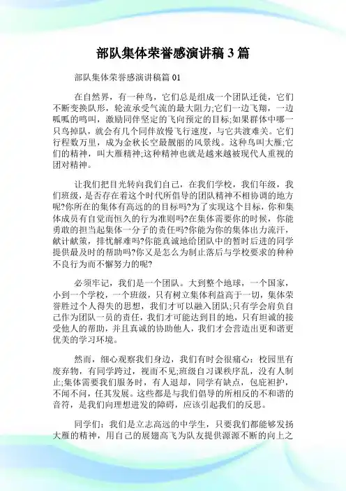 部队集体荣誉感演讲稿3篇.doc
