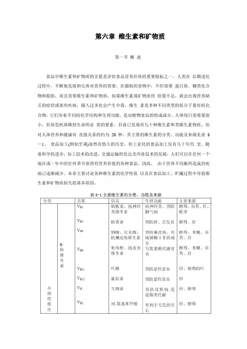 第六章维生素和矿物质