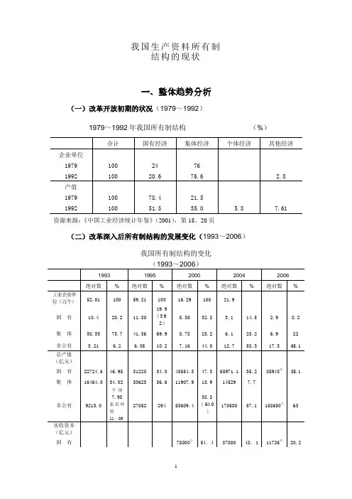 我国生产资料所有制结构的状况