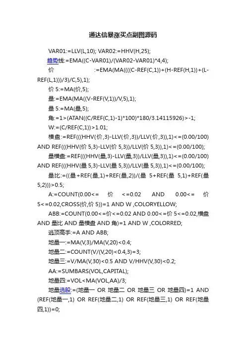 通达信暴涨买点副图源码