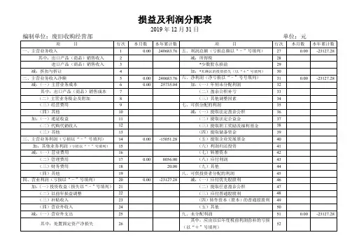 损益及利润分配表