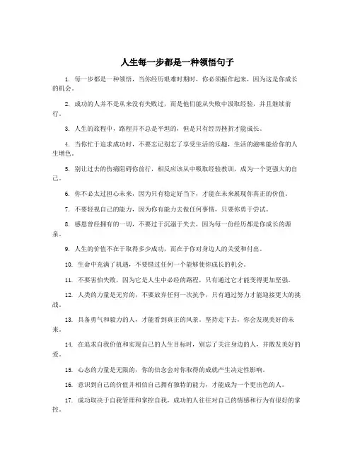 人生每一步都是一种领悟句子