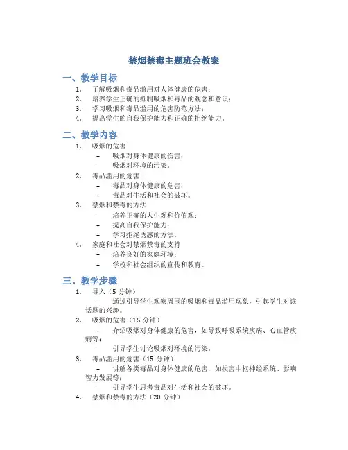 禁烟禁毒主题班会教案