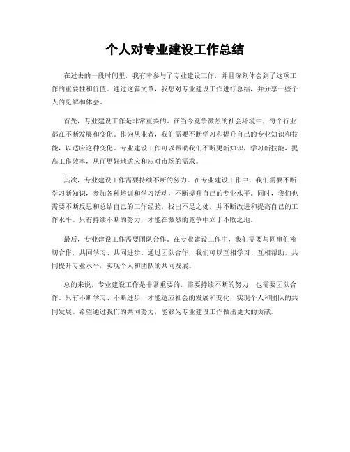 个人对专业建设工作总结