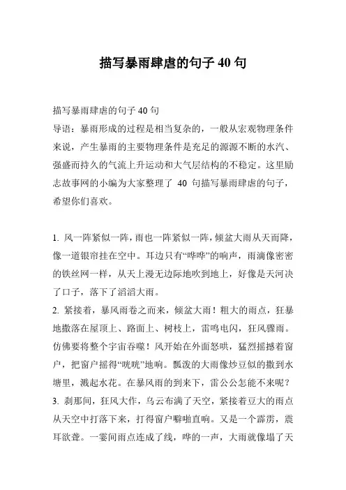 描写暴雨肆虐的句子40句