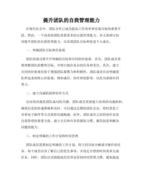 提升团队的自我管理能力
