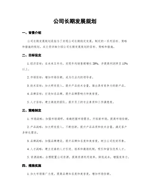 公司长期发展规划