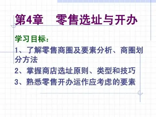 零售学  第四章零售选址与开办