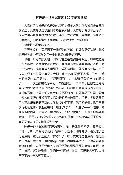 这也是一场考试作文800字范文5篇