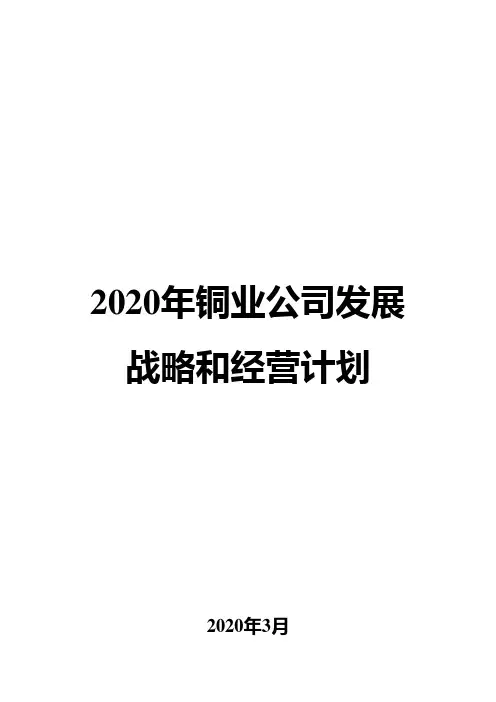 2020年铜业公司发展战略和经营计划