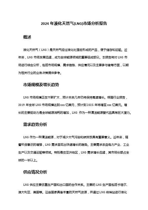 2024年液化天然气(LNG)市场分析报告