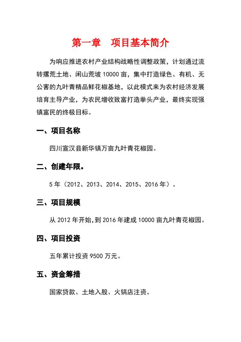 叶青花椒园可行性调研报告
