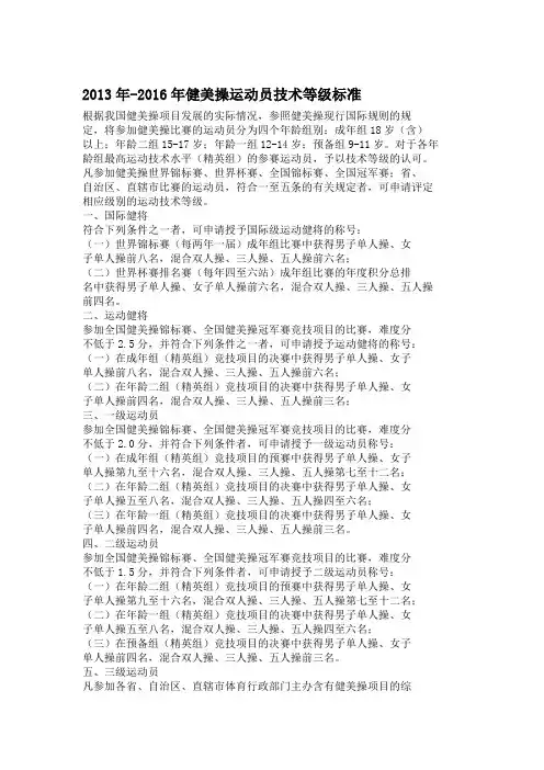 健美操运动员等级申请条件